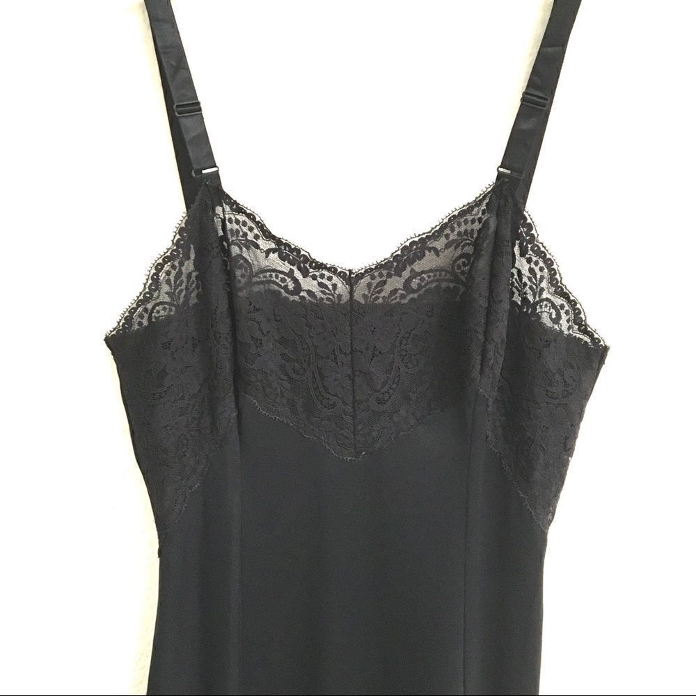 Vintage black slip chemise dress 29‎ - Picture 2 of 8